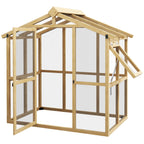 6.5' x 4' x 6.7' Outdoor Greenhouse with Wood Frame, Automatic Temperature Window and Lockable Door