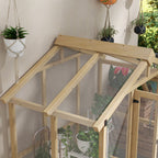 6.5' x 4' x 6.7' Outdoor Greenhouse with Wood Frame, Automatic Temperature Window and Lockable Door