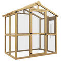 6.5' x 4' x 6.7' Outdoor Greenhouse with Wood Frame, Automatic Temperature Window and Lockable Door