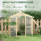 6.5' x 4' x 6.7' Outdoor Greenhouse with Wood Frame, Automatic Temperature Window and Lockable Door