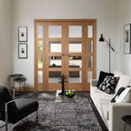 Shaker 4 Light Internal Oak Door with Clear Glass Fire Door - All Sizes