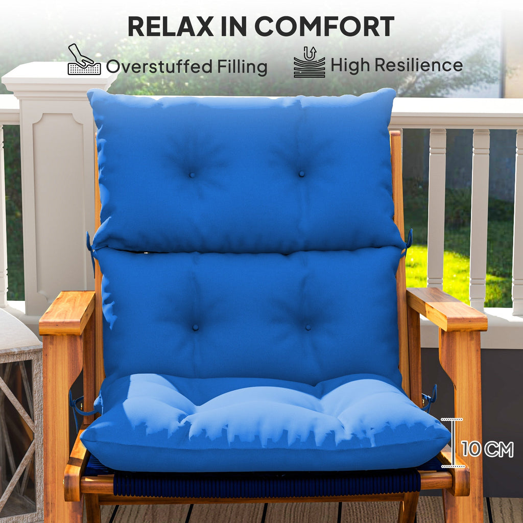 Tufted Adirondack Chair Cushion, Rocking Chair Cushion Pad with Backrest & Ties, Blue