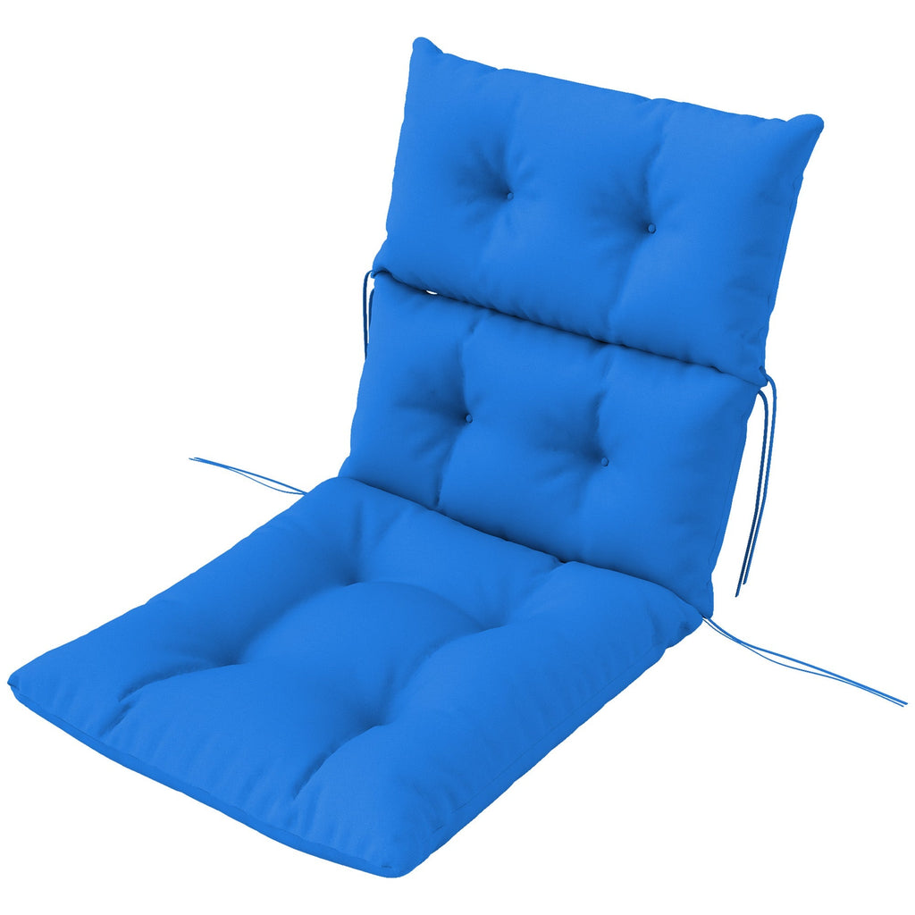 Tufted Adirondack Chair Cushion, Rocking Chair Cushion Pad with Backrest & Ties, Blue