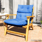 Tufted Adirondack Chair Cushion, Rocking Chair Cushion Pad with Backrest & Ties, Blue