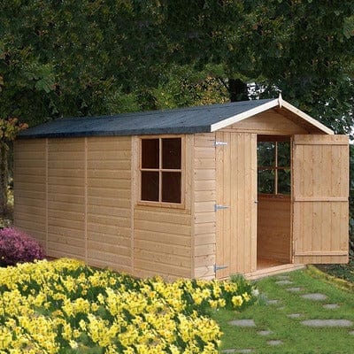Shiplap 7ft x 13ft Apex Jersey Shed - Double Doors w/Windows