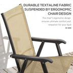 4-Piece Outdoor Folding Chairs, Stackable Metal Frame with Armrests, Light Mixed Brown