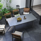 Aluminum Expandable Dining Table for 6-8, Rectangle Patio Table for Garden, Charcoal Grey