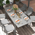 Aluminum Expandable Dining Table for 6-8, Rectangle Patio Table for Garden, Charcoal Grey