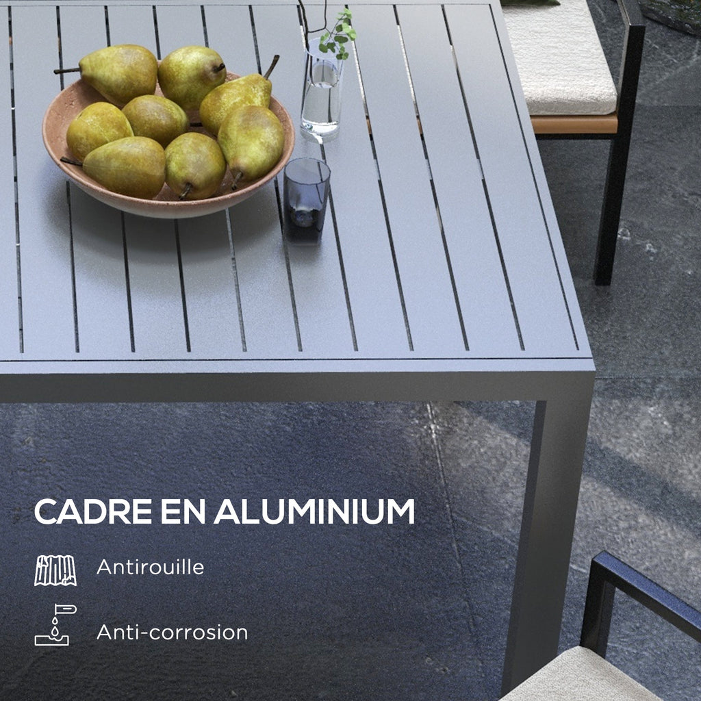 Aluminum Expandable Dining Table for 6-8, Rectangle Patio Table for Garden, Charcoal Grey