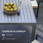 Aluminum Expandable Dining Table for 6-8, Rectangle Patio Table for Garden, Charcoal Grey