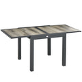 Rectangular Patio Outdoor Extendable Dining Table w/ Aluminum Frame for Backyard, Beige