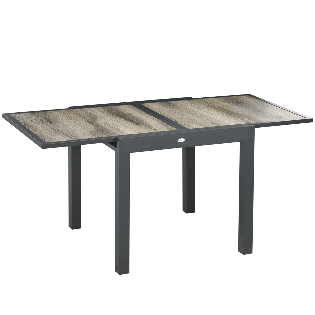 Rectangular Patio Outdoor Extendable Dining Table w/ Aluminum Frame for Backyard, Beige