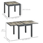 Rectangular Patio Outdoor Extendable Dining Table w/ Aluminum Frame for Backyard, Beige