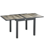 Rectangular Patio Outdoor Extendable Dining Table w/ Aluminum Frame for Backyard, Beige