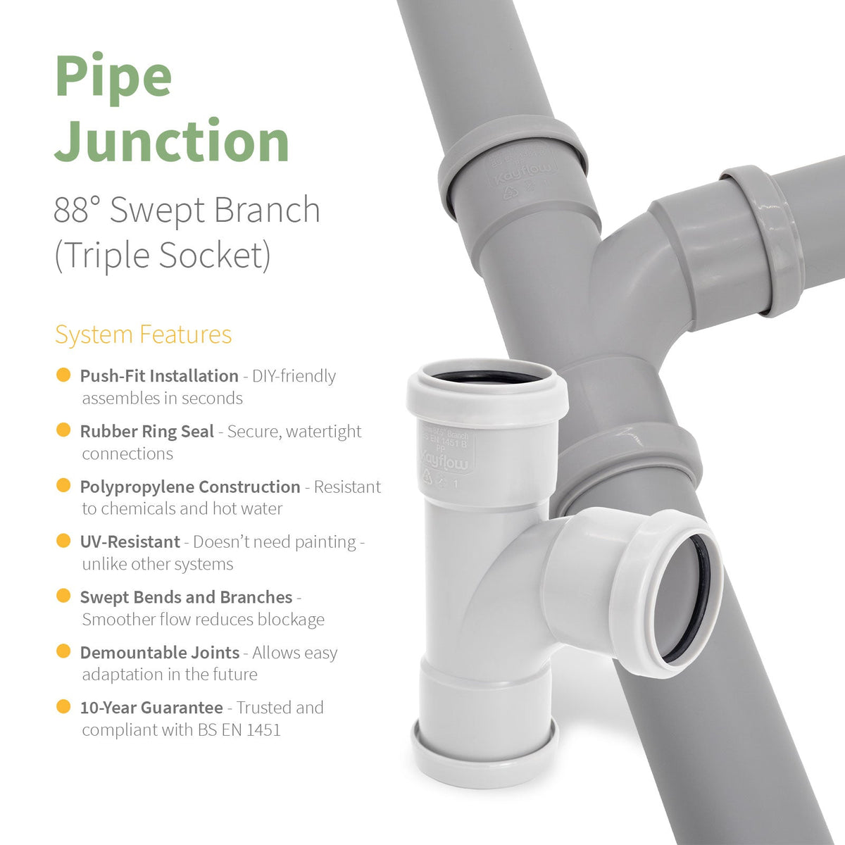 Kayflow 40mm Push-Fit Waste Water Parts