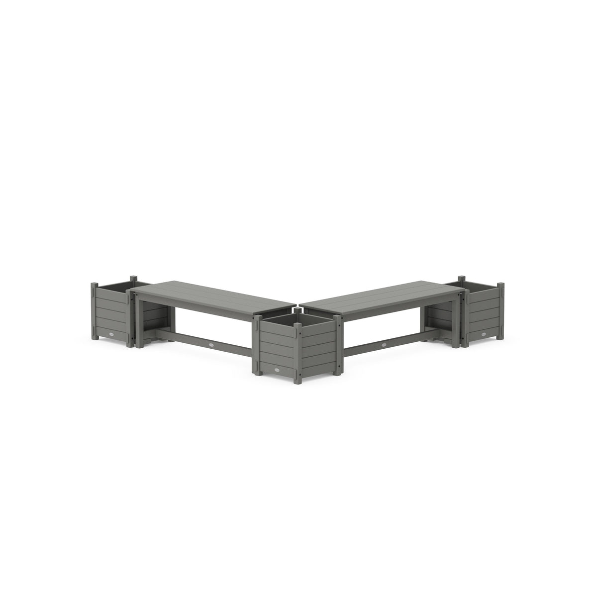 48" Nautical Straight Double Planter Bench Set