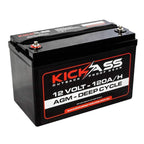 KickAss Twin 12V 120Ah Deep Cycle AGM Battery Bundle with Linking Cables - 240Ah Total Capacity