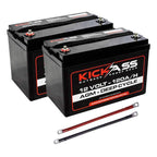 KickAss Twin 12V 120Ah Deep Cycle AGM Battery Bundle with Linking Cables - 240Ah Total Capacity