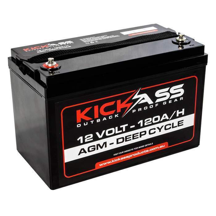 KickAss 12V 120Ah Deep Cycle AGM Battery + 22A Charger Bundle