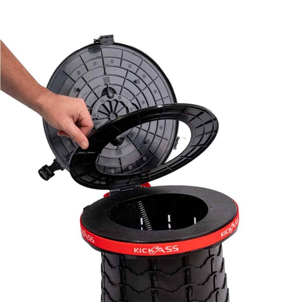 KickAss Large Portable Outdoor Pop Up Stool/Bin with Lid