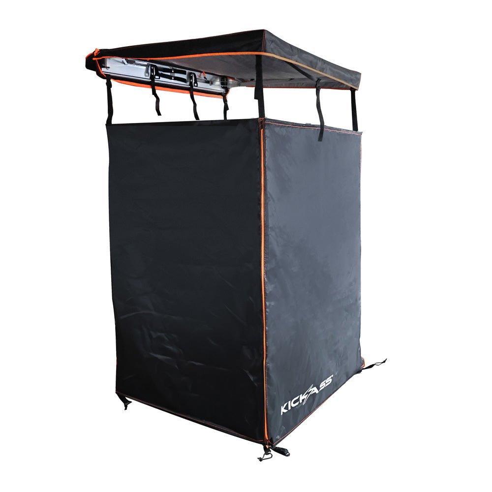 KickAss Premium Shower Awning - Black & Orange