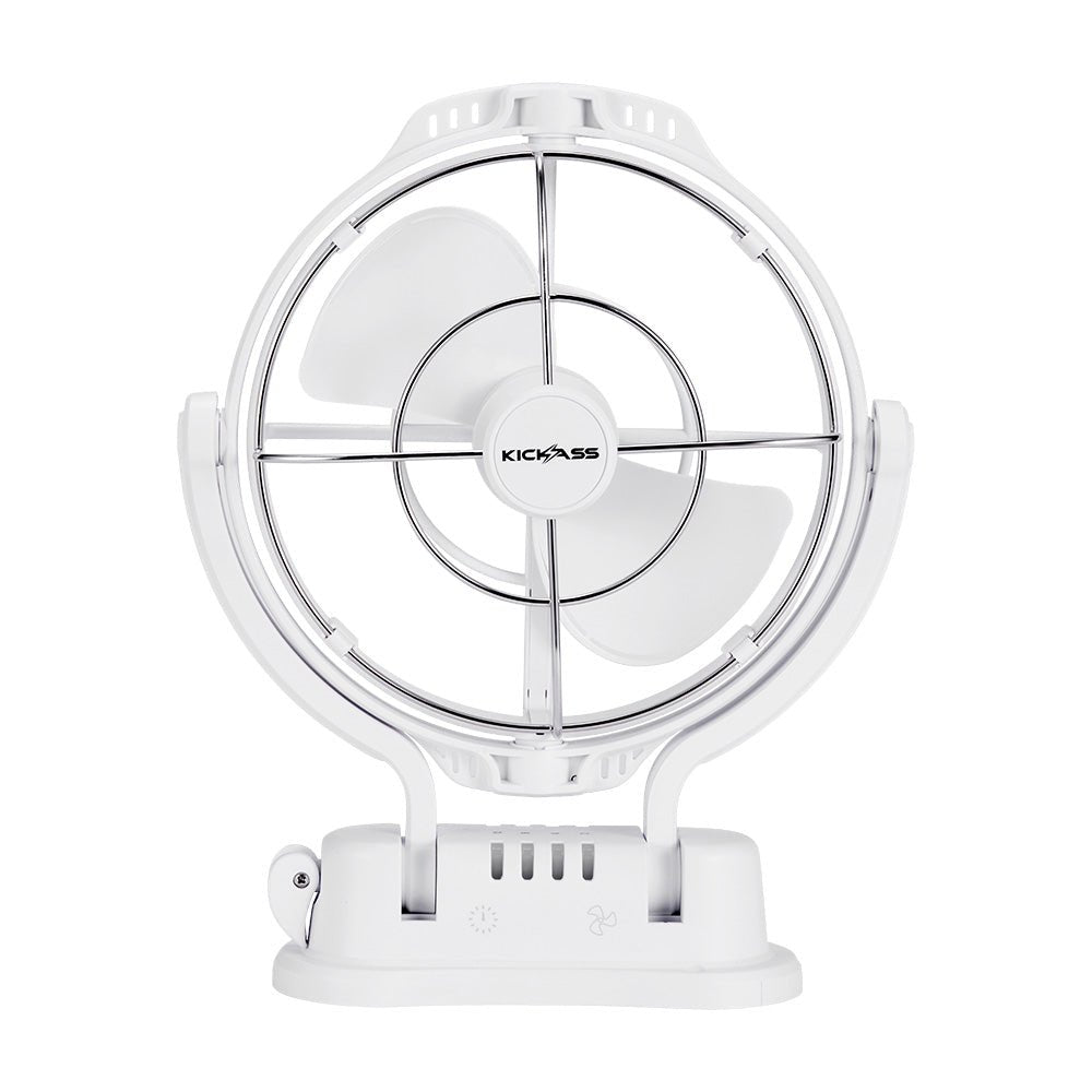 KickAss 12V / 24V 360°, 3 Speed Caravan Fan - White