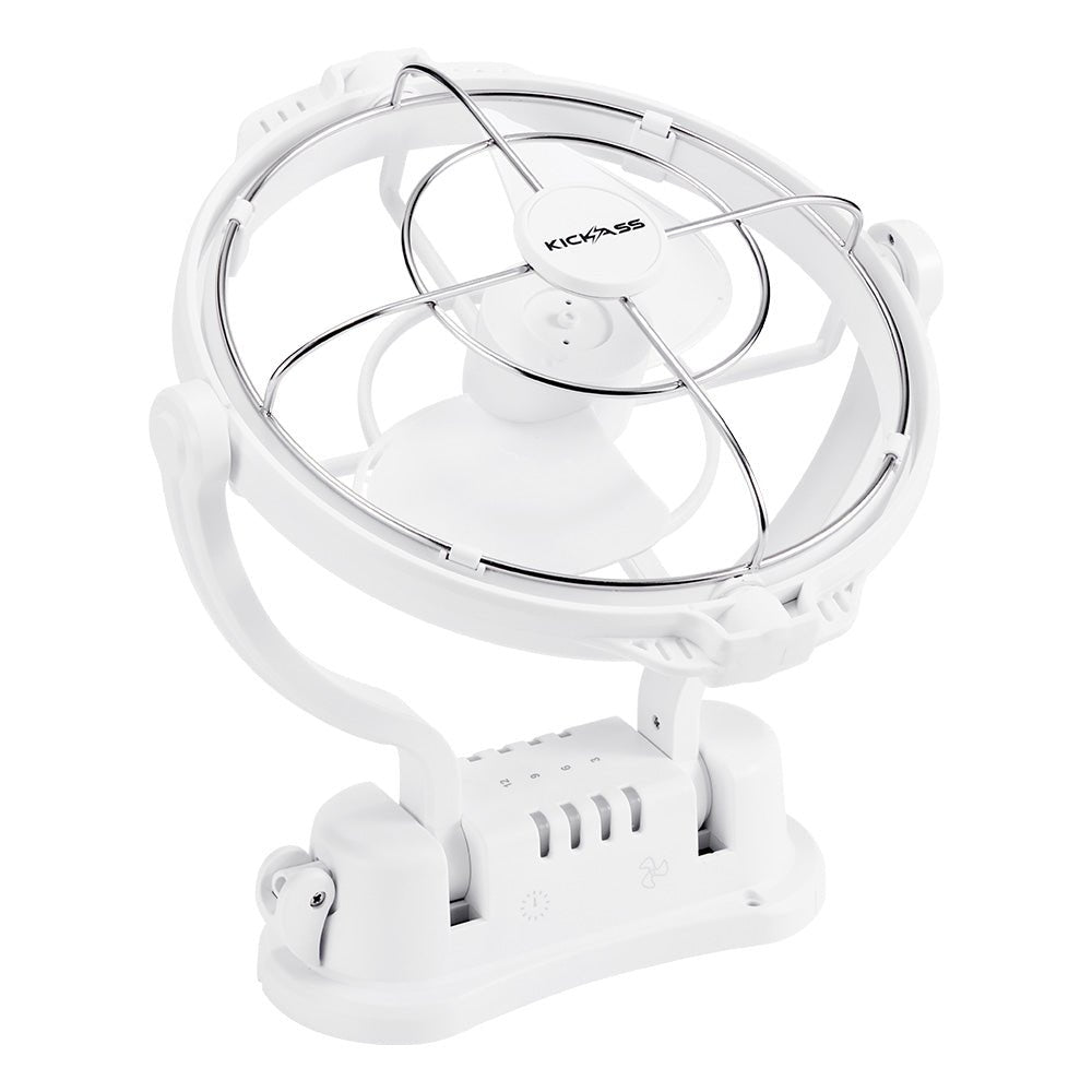KickAss 12V / 24V 360°, 3 Speed Caravan Fan - White