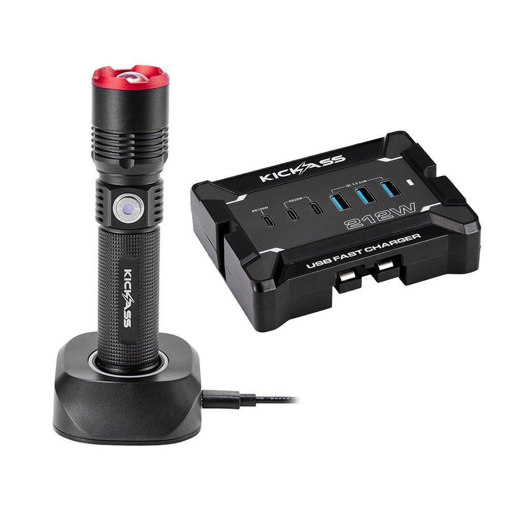 KickAss 12V Anderson To USB Fast Charger + LED Torch Flashlight Bundle