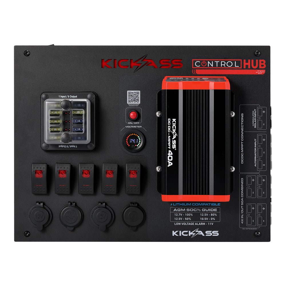 KickAss 12V Control Hub / Panel with 40A DCDC Charger