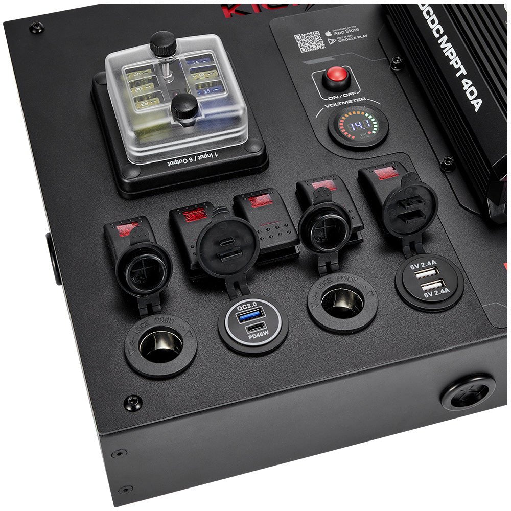 KickAss 12V Control Hub / Panel with Smart 40A DCDC Charger + Integrated Bluetooth