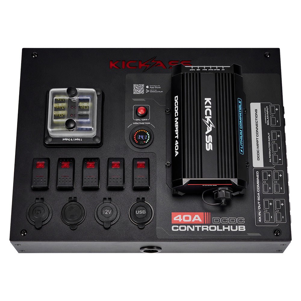 KickAss 12V Control Hub / Panel with Smart 40A DCDC Charger + Integrated Bluetooth