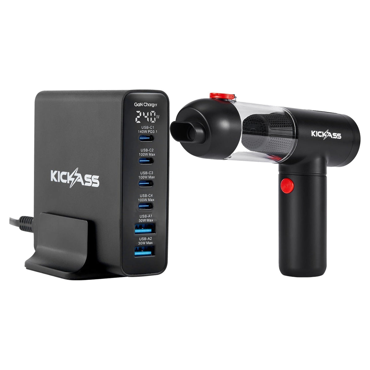 KickAss 240W GaN USB-C Charger + 4-in-1 Vacuum Cleaner Bundle