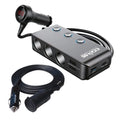 KickAss 3-Way Cigarette Socket Splitter + Extension Cable Bundle - 3m