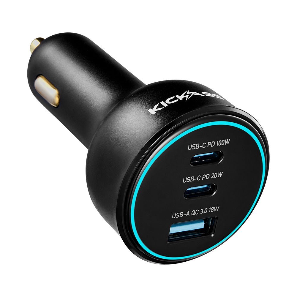 KickAss 4-in-1 Vacuum Cleaner + 100W USB-C/A Car Charger Bundle