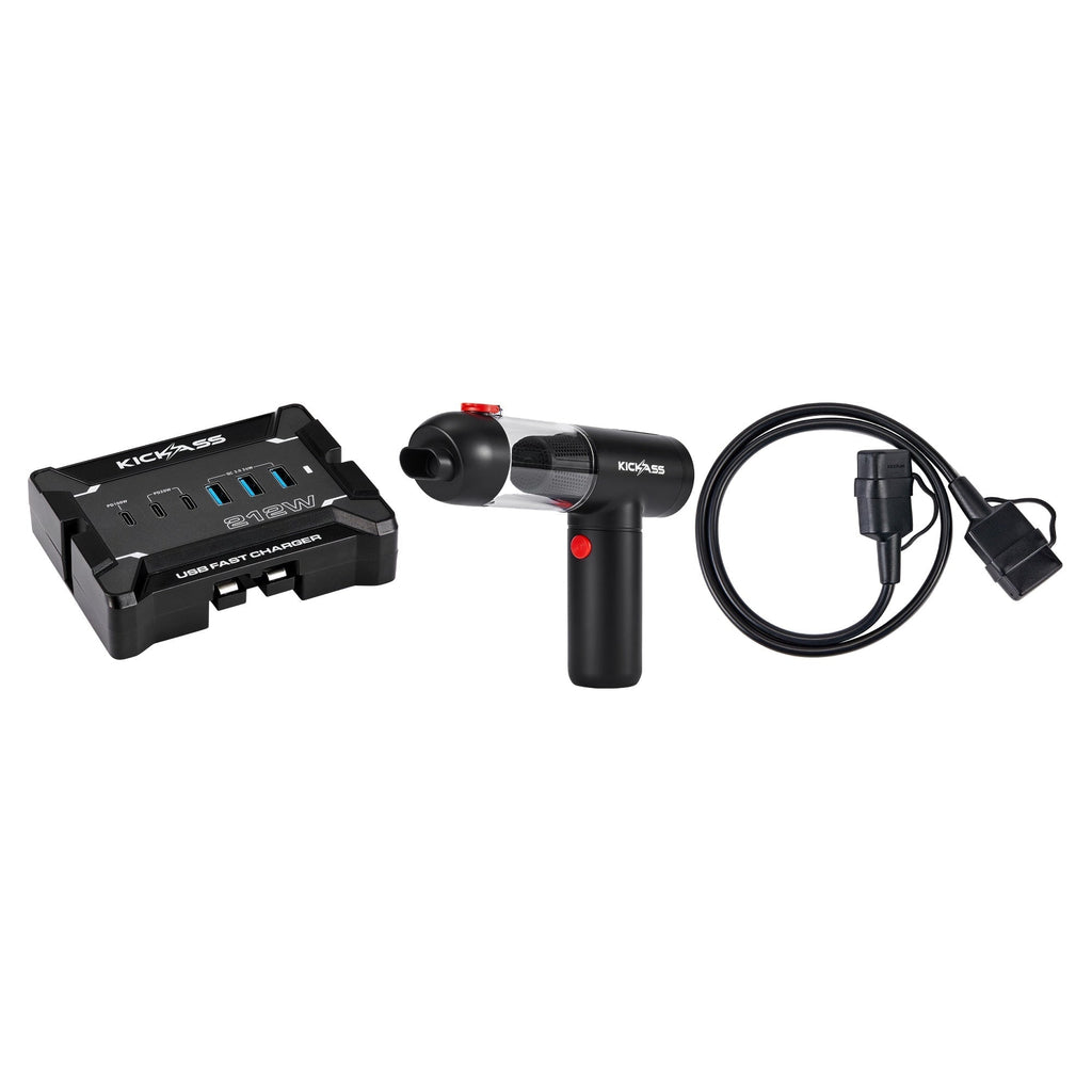KickAss 4-in-1 Vacuum Cleaner Bundle with 212W Anderson USB Charger and 1m Extension Lead