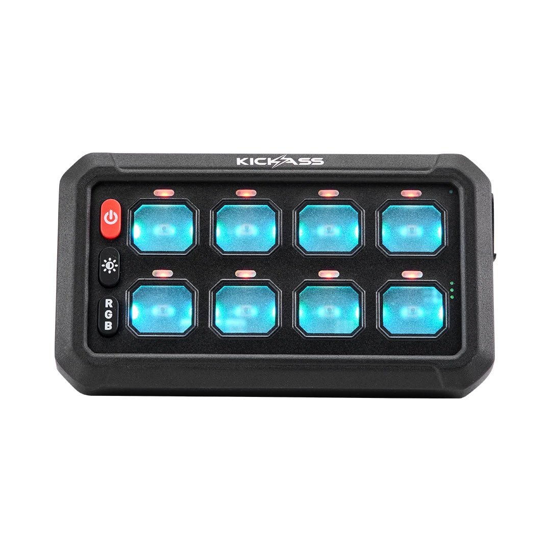 KickAss 12V/24V 8 Gang Wireless Switch Panel with Magnetic Charging Cradle - MKII