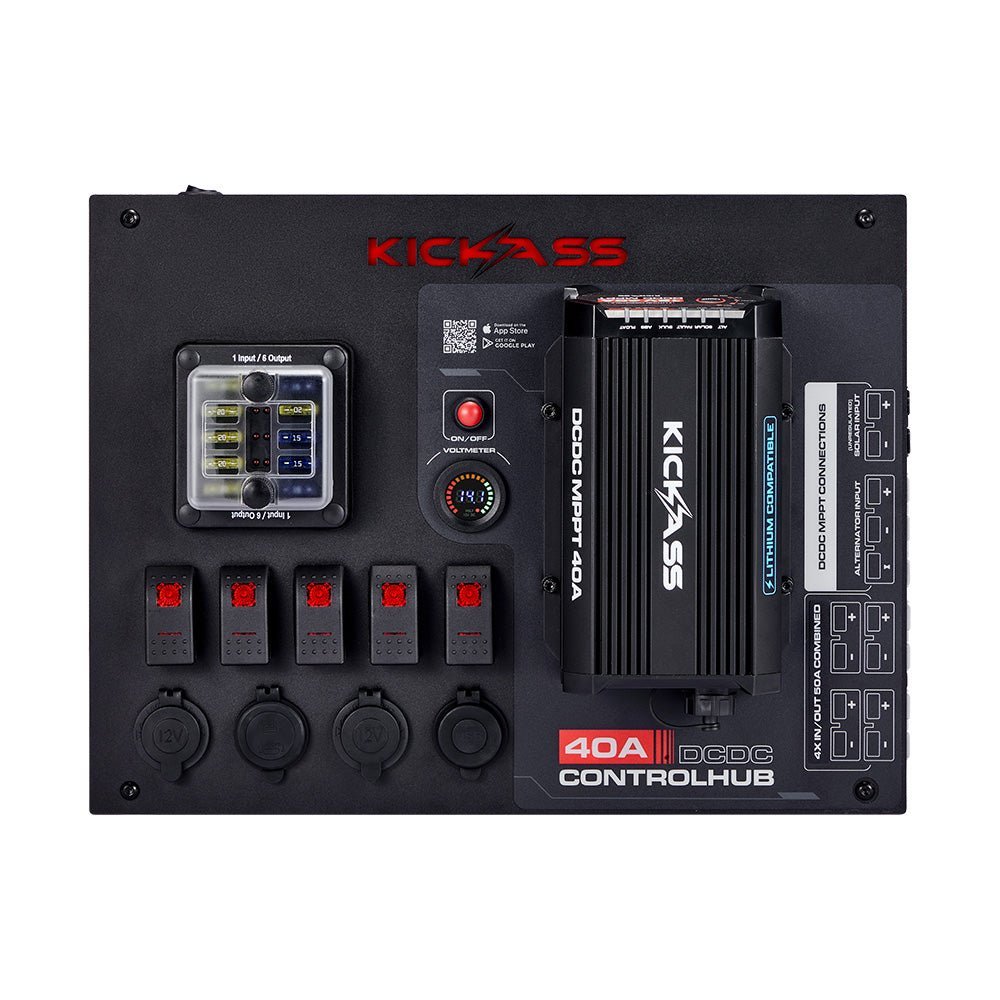 KickAss Control Hub 40A Complete Dual Battery Kit with 2000W Inverter and Smart Shunt