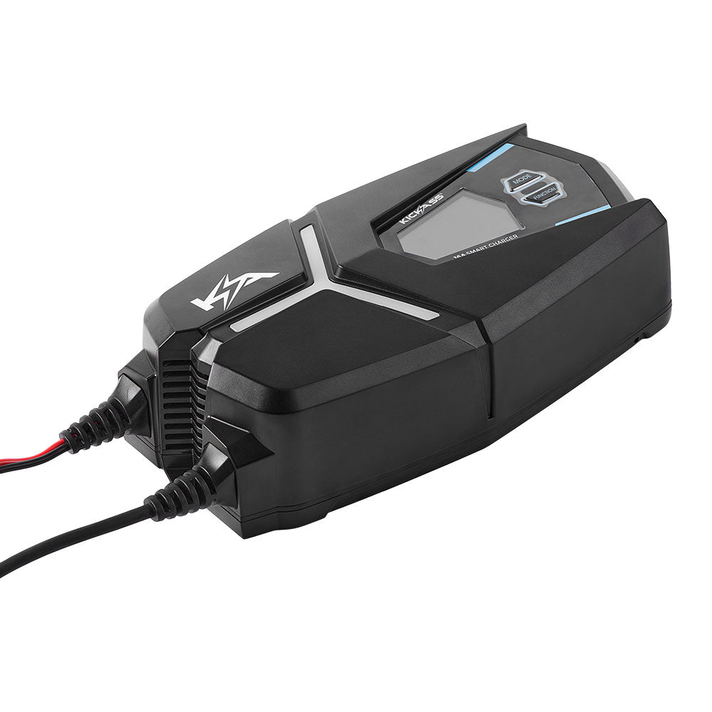 KickAss Flexicharge 12V 16A ACDC Smart Battery Charger For Lead Acid, AGM & Lithium Batteries