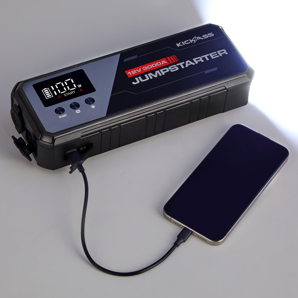 Kickass Power Boost 3000A Lithium Jump Starter with Power Bank -  5500A Peak