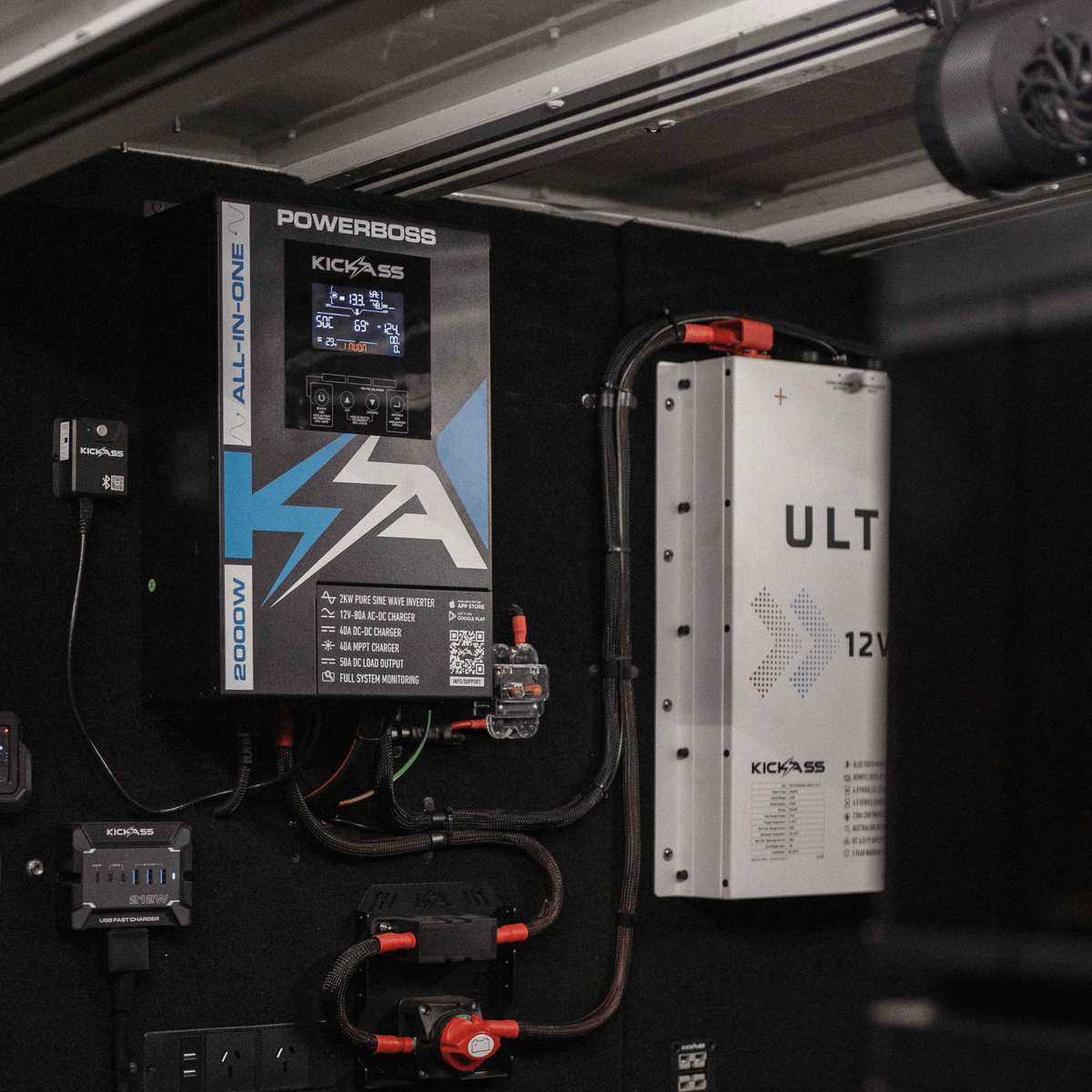 KickAss PowerBoss 2000W All-in-One Power System with Bluetooth and Plug & Play Kit