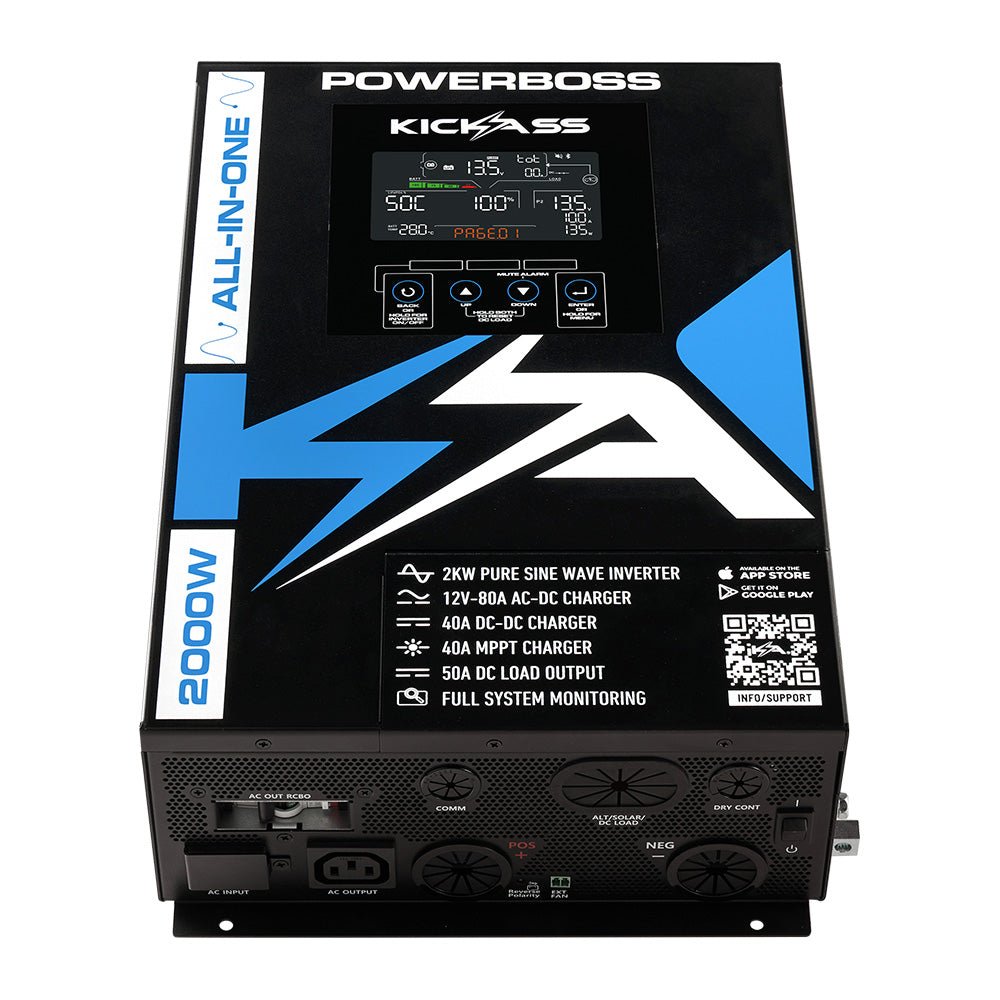 KickAss PowerBoss 2000W All-in-One Power System with Bluetooth, Remote Display and Plug & Play Kit