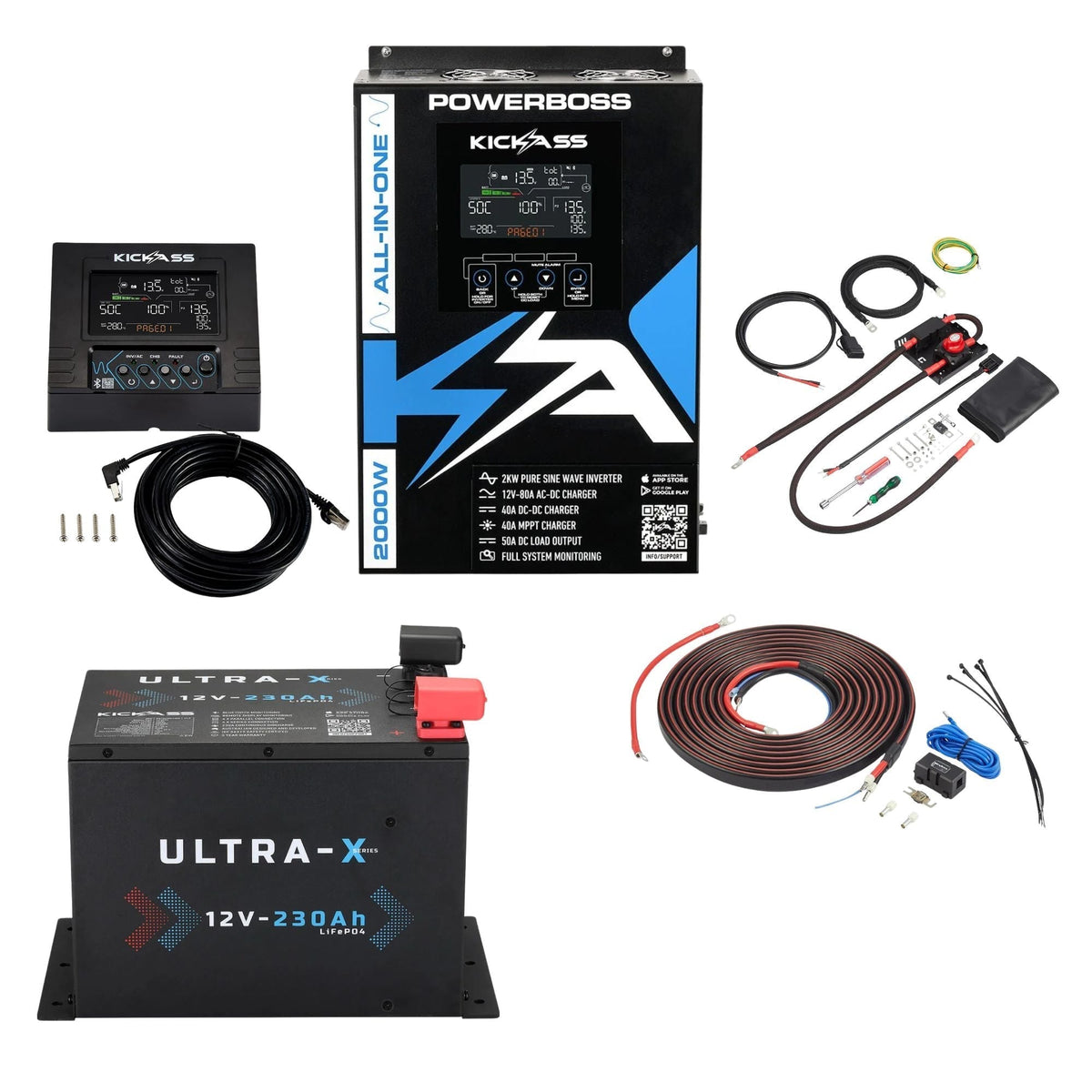KickAss PowerBoss Canopy Base Bundle with 230Ah Lithium Battery & Remote Display
