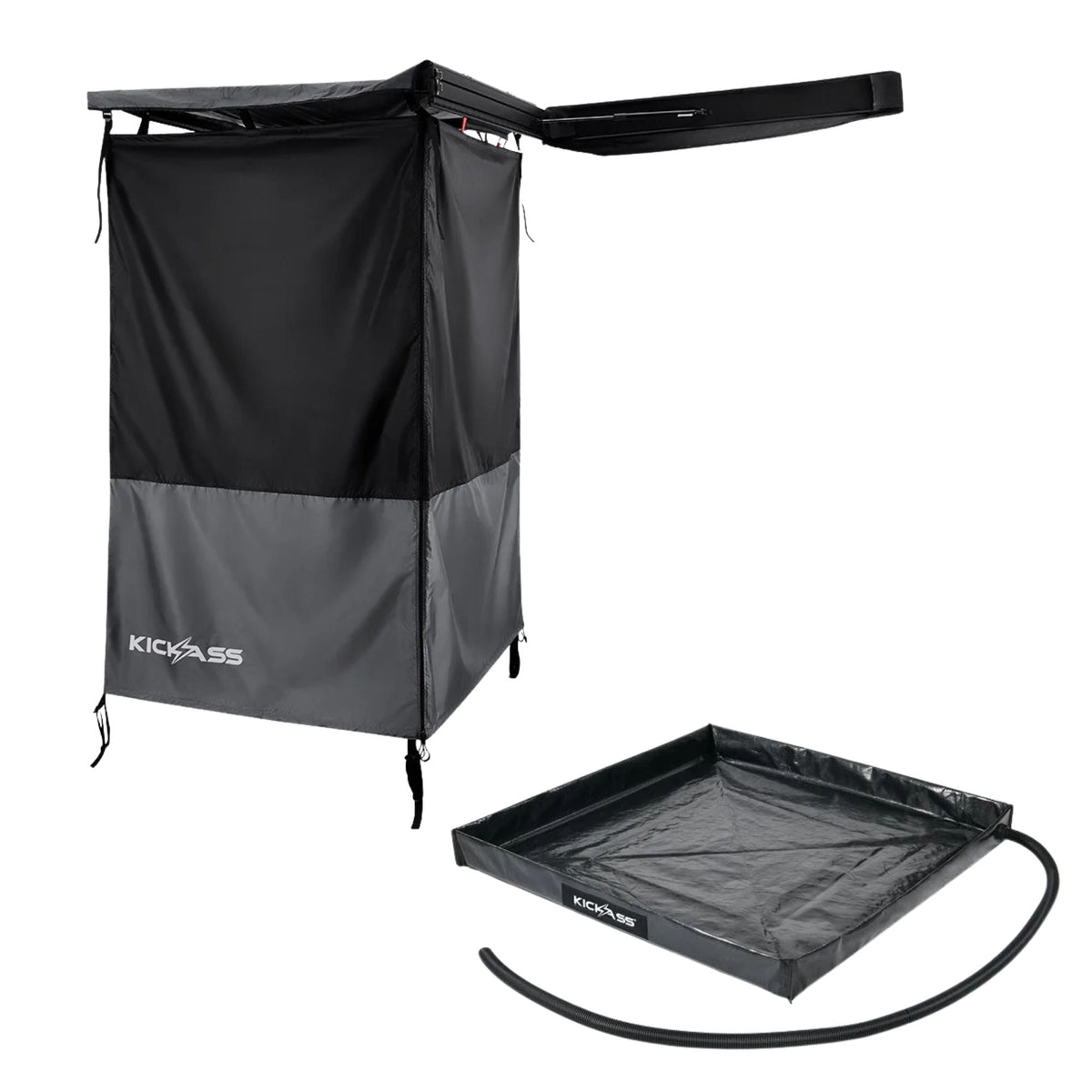 KickAss Premium Left Side Shower Awning + Base Bundle