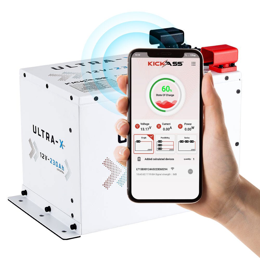 KickAss Smart 12V 230Ah Ultra-X Lithium Compact Deep Cycle Battery LiFePO4 - Arctic White