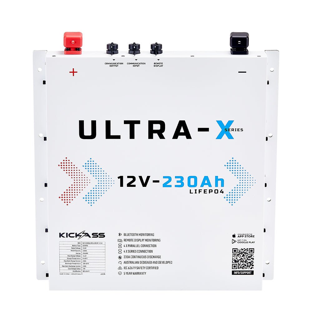 KickAss Smart 12V 230Ah Ultra-X Lithium Slimline Deep Cycle Battery LiFePO4 - Arctic White