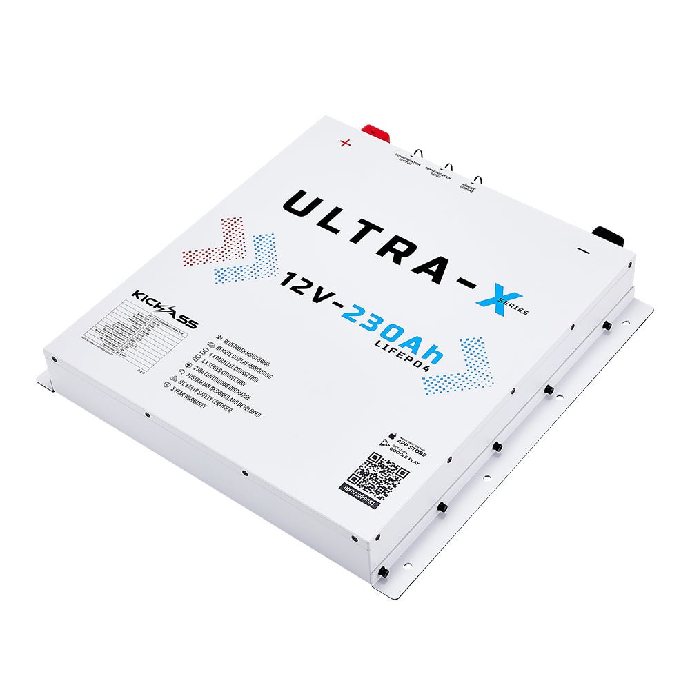 KickAss Smart 12V 230Ah Ultra-X Lithium Slimline Deep Cycle Battery LiFePO4 - Arctic White