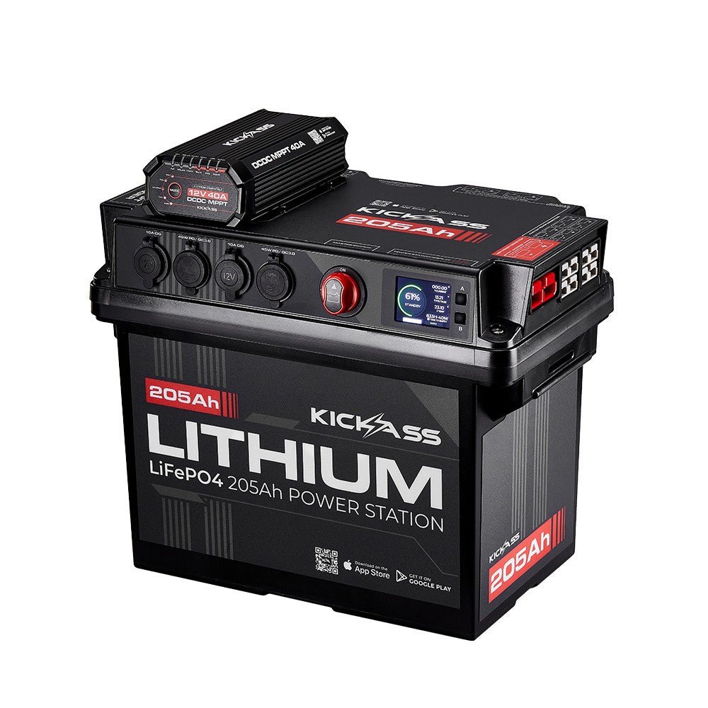 KickAss Smart 205Ah Lithium Battery Box Power Station with 40A DCDC Charger + Integrated Bluetooth