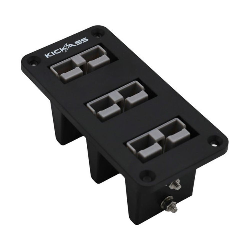 KickAss Triple 50A Anderson Flush Mount 2 Hole Panel | Grey 50A Connector