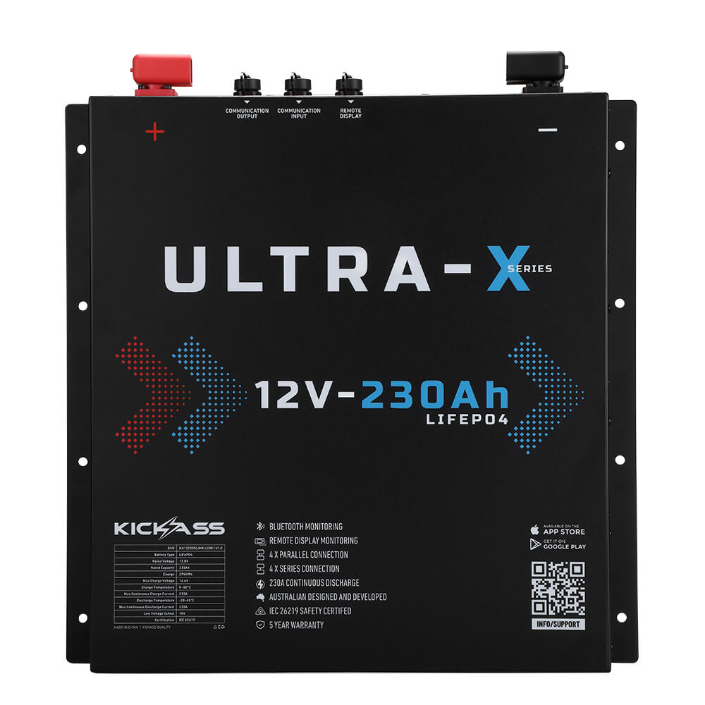 KickAss Smart 12V 230Ah Ultra-X Lithium Slimline Deep Cycle Battery LiFePO4