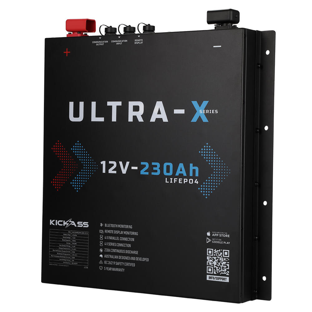 KickAss Smart 12V 230Ah Ultra-X Lithium Slimline Deep Cycle Battery LiFePO4